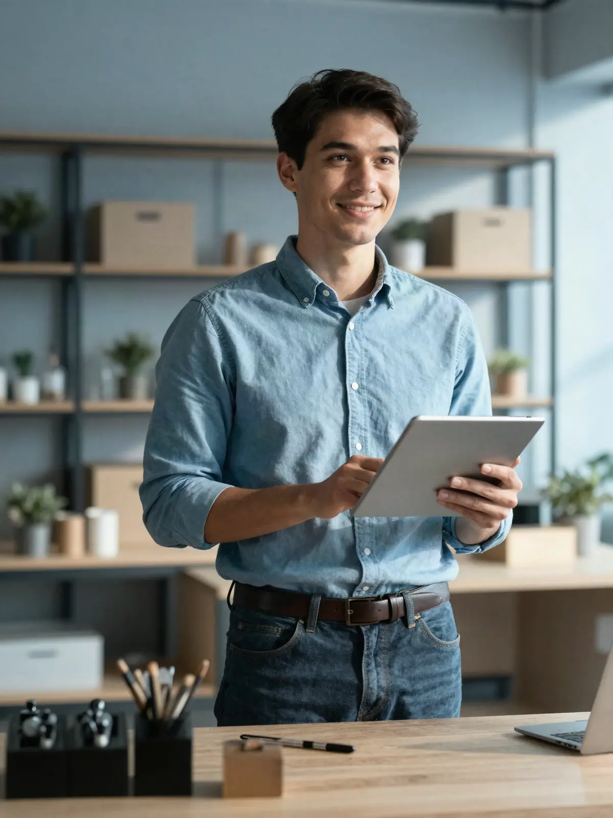 Business owner with a tablet